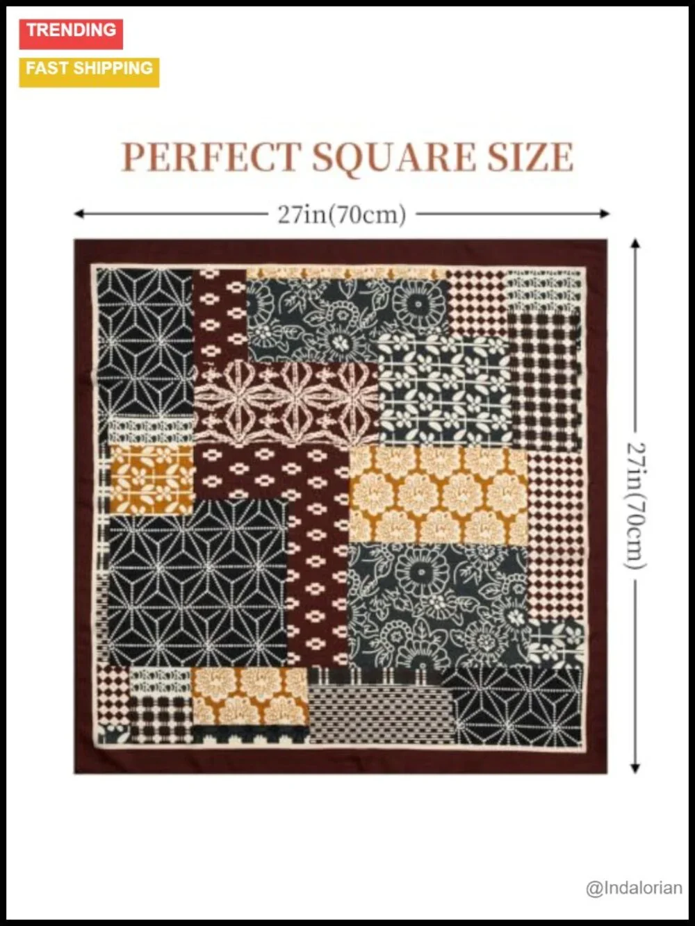 Large Square Head Scarf for Women, Soft Polyester Hair Wrap for Sleeping, Neck